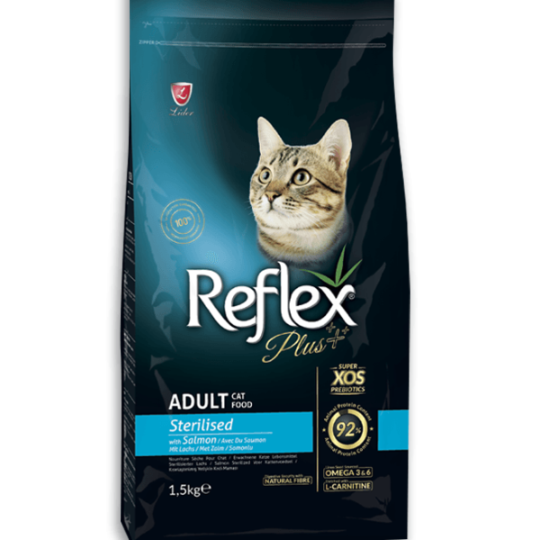 غذای خشک گربه عقیم شده استرلایزد طعم ماهی سالمون رفلکس پلاس