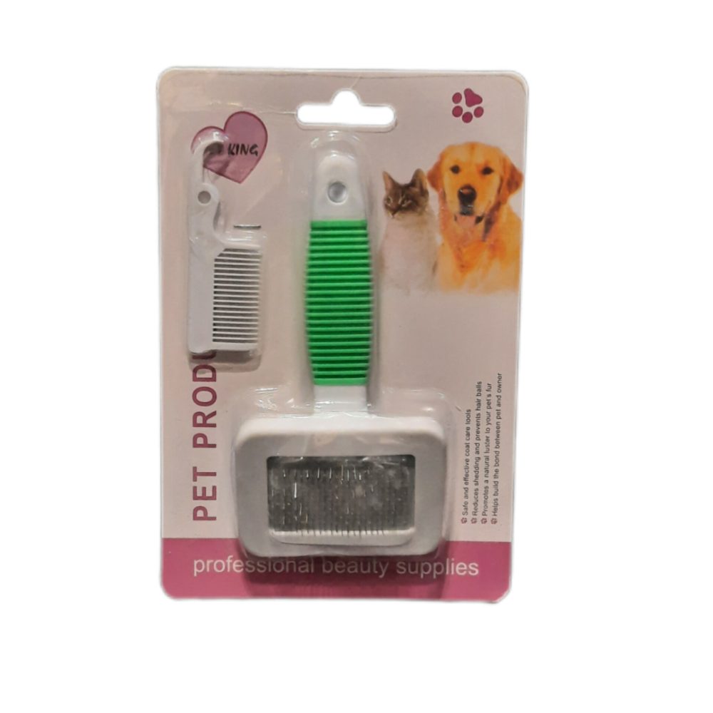 برس حیوانات سگ و گربه یک طرفه PET KING همراه با شانه سایز کوچک 1 برس حیوانات سگ و گربه یک طرفه PET KING همراه با شانه سایز کوچک