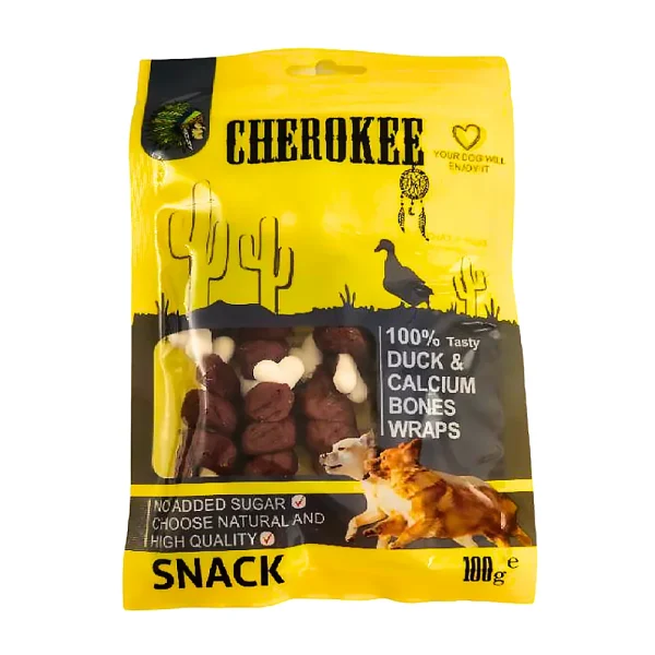 تشویقی سگ چروکی CHEROKEE استخوان کلسیم و اردک 100 گرم