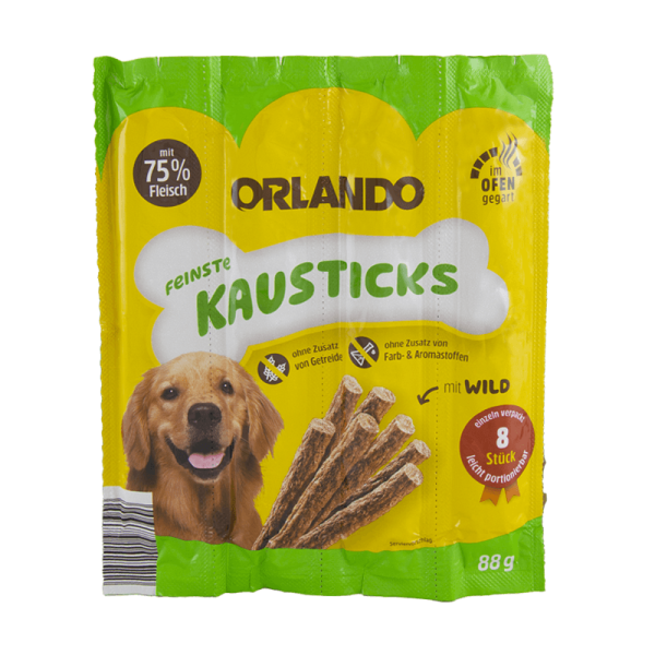تشویقی مدادی سگ اورلاندو با طعم گوشت شکاری Orlando Stick Game بسته 4 عددی