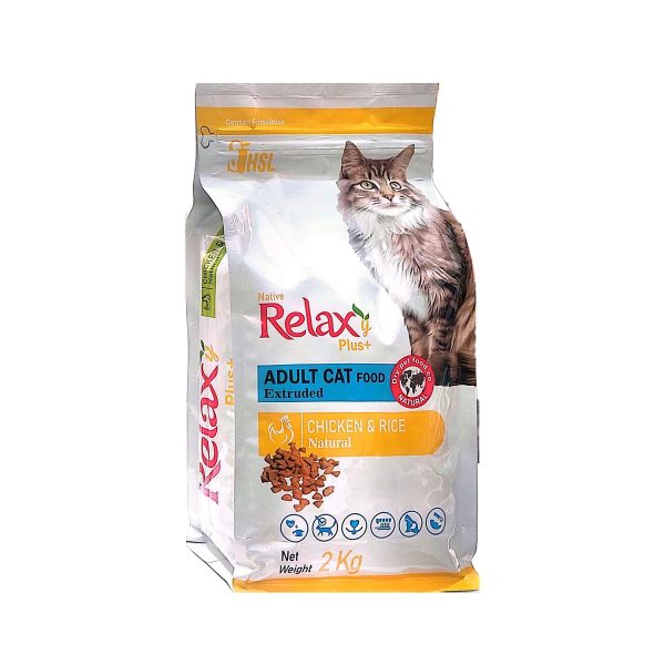 غذای خشک گربه بالغ طعم مرغ و برنج برند Relaxy ریلکسی 2 کیلویی