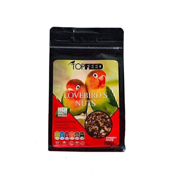 خوراک آجیلی طوطی برزیلی تاپ فید TopFeed LoveBirds Nuts وزن 750 گرم