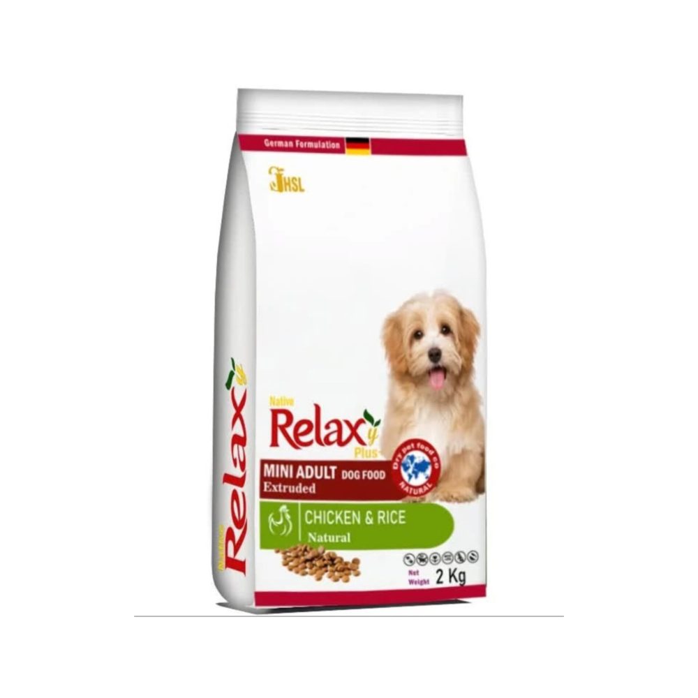 غذای خشک سگ برند Relaxy ریلکسی مدل MINI ADULT نژاد کوچک بالغ طعم مرغ و برنج وزن 2 کیلوگرم