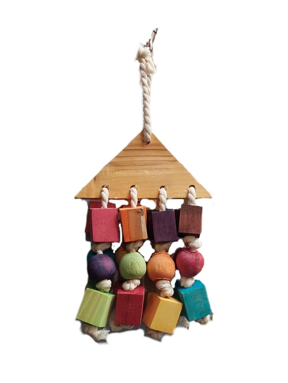 اسباب بازی آویز قفس پرندگان طرح کلبه، استوانه و گوی سیوان Civan کد 113