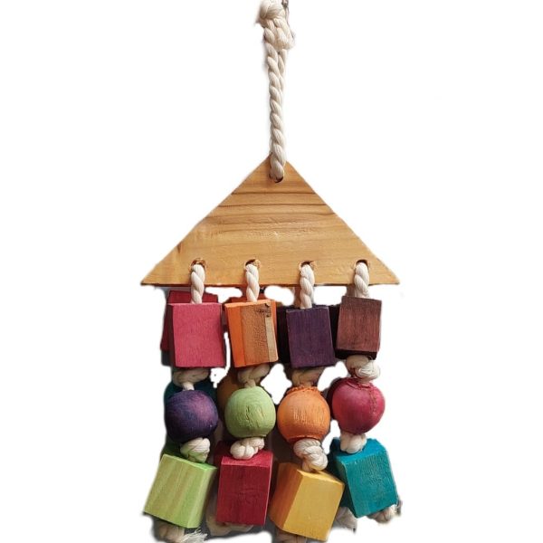 اسباب بازی آویز قفس پرندگان طرح کلبه، استوانه و گوی سیوان Civan کد 113