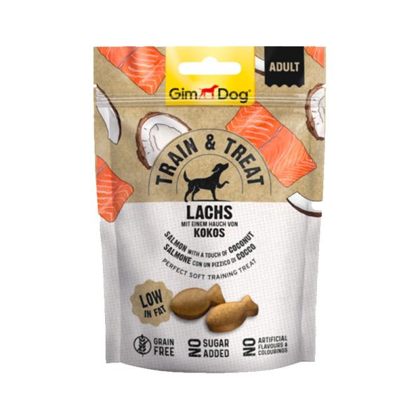 اسنک تشویقی سگ جیم داگ طعم سالمون و نارگیل GimDog Salmon with Coconut وزن 125 گرم