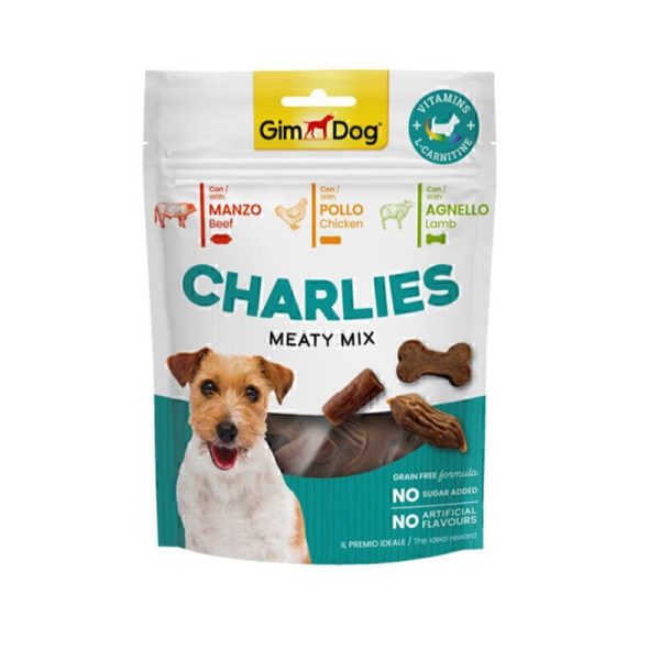 تشویقی سگ جیم داگ چارلیز طعم میکس GimDog Charlies Jerkies Dog Treat With Meaty Mix وزن 70 گرم