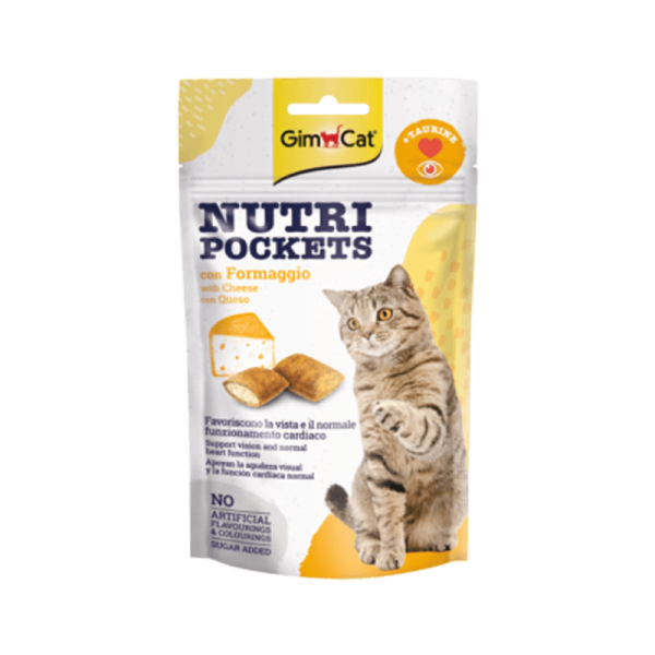 اسنک تشویقی نوتری گربه جیم کت با طعم پنیر GimCat Nutri Pockets Cheese وزن 60 گرم