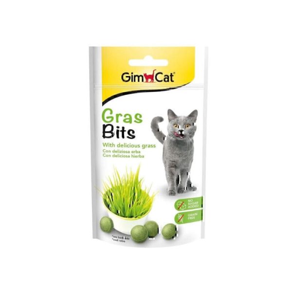 اسنک تشویقی گربه جیم کت با طعم علف گربه GimCat Grasbits وزن 50 گرم