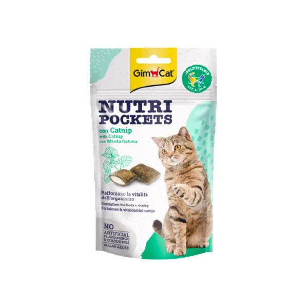 اسنک تشویقی گربه جیم کت با طعم کت نیپ GimCat Nutri Pockets Catnip وزن 60 گرم