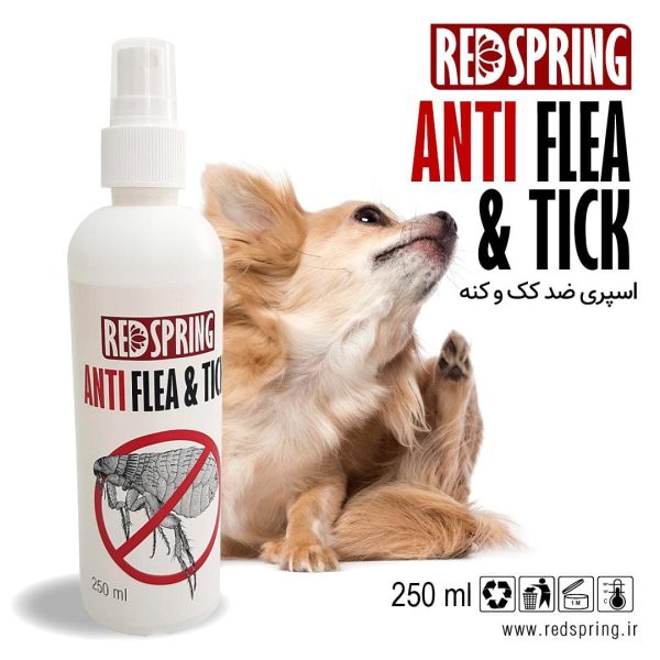 اسپری ضد کک، کنه و انگل حیوانات، سگ و گربه رداسپرینگ Red spring anti-flea and tick Dog and cat حجم 250 میلی لیتر