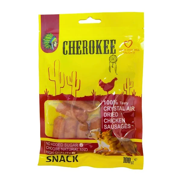 تشویقی سگ چروکی CHEROKEE سوسیس مرغ 100 گرمی