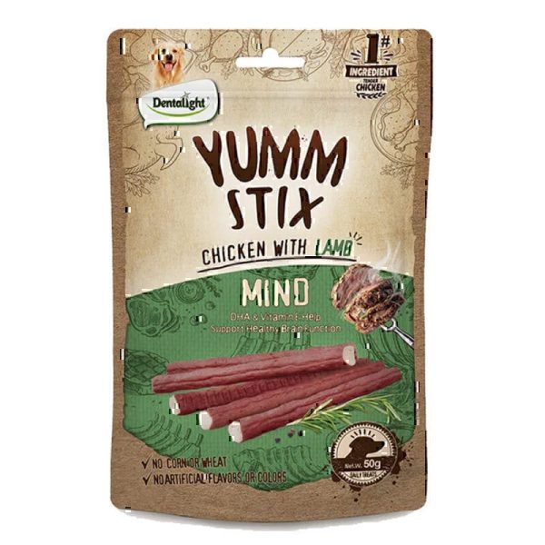 تشویقی سگ یام استیکس انرژی دنتالایت با طعم مرغ و بره Dentalight Yumm Stix Energy Chicken with Lamb Dog Treat وزن 50 گرم