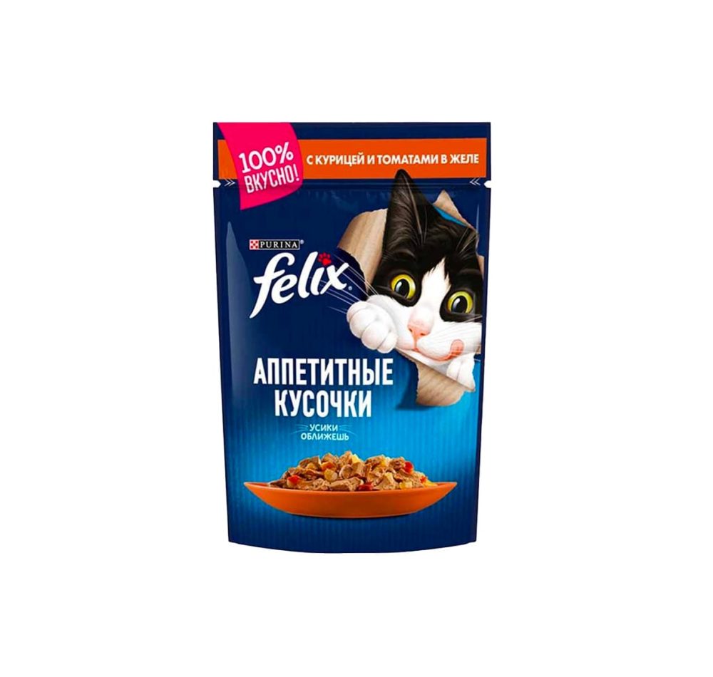 پوچ گربه فلیکس با طعم مرغ و گوجه فرنگی در ژله Felix Appetizing pieces Chicken & Tomatoes in Jelly وزن 75 گرم 1 پوچ گربه فلیکس با طعم مرغ و گوجه فرنگی در ژله Felix Appetizing pieces Chicken & Tomatoes in Jelly وزن 75 گرم