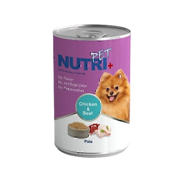 کنسرو غذای سگ نوتری پته با طعم مرغ و گوشت گاو Nutri Pate with Chicken & Beef وزن 425 گرم