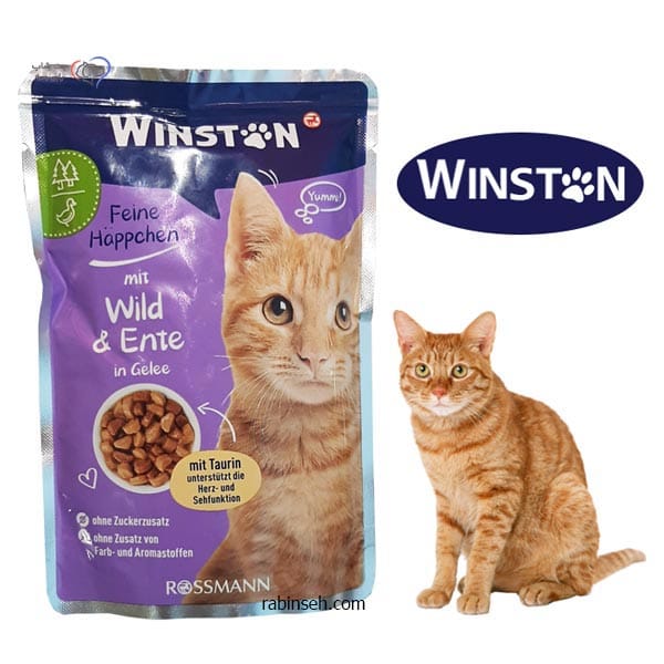 پوچ گربه وینستون با طعم گوشت شکار و اردک در ژله Winston Game & Duck In Jelly وزن 100 گرم