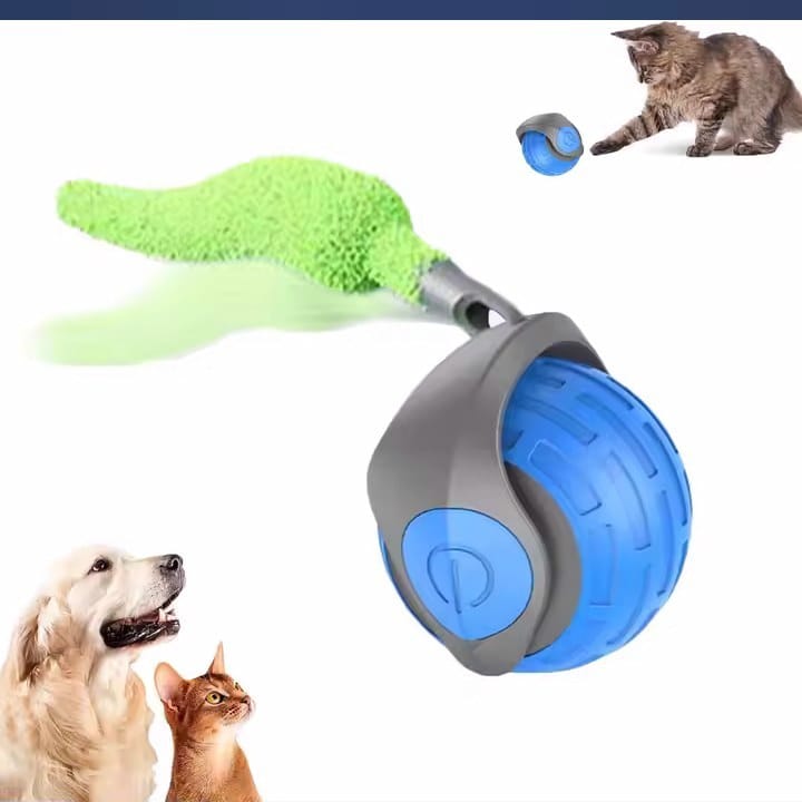اسباب بازی توپ هوشمند دنباله دار شارژی اتوماتیک سگ و گربه پردار Teasing Cat Ball 1 اسباب بازی توپ هوشمند دنباله دار شارژی اتوماتیک سگ و گربه پردار Teasing Cat Ball