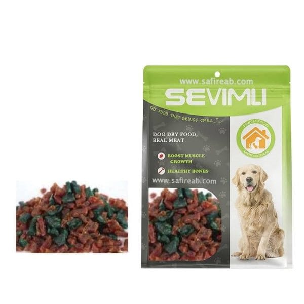 تشویقی سگ نگینی مرغ با طعم توت‌فرنگی و بلوبری برند سویملی SEVIMLI