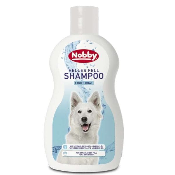 شامپو مخصوص موهای سفید و روشن مناسب همه نژادهای سگ Light Coat برند نوبی Nobby