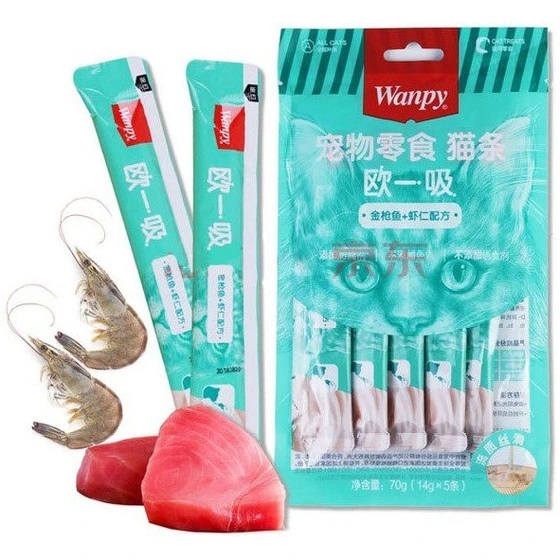بستنی گربه ونپی با طعم ماهی تن و میگو Wanpy Treat Tuna & Shrimp وزن 14 گرم