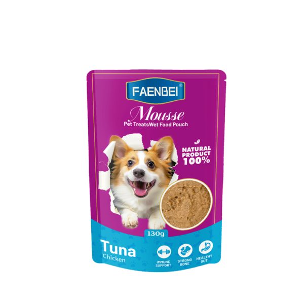 پوچ سگ فنبی با طعم ماهی تن و مرغ Faenbei Dog Pouch with Tuna & Chicken وزن 130 گرم