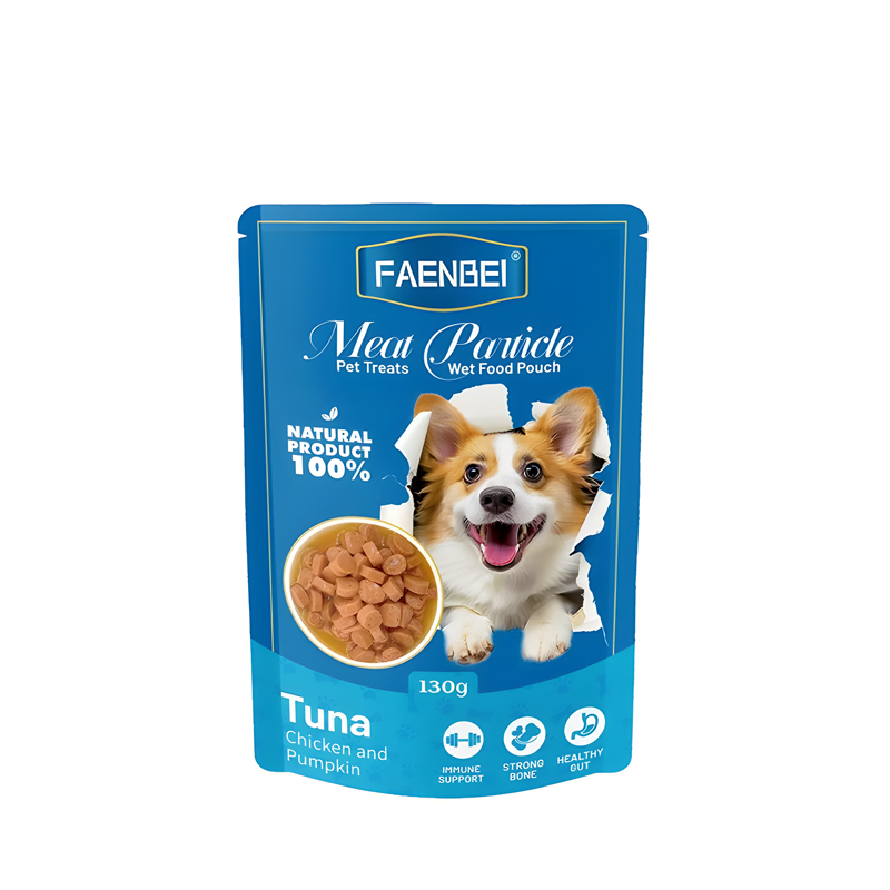 پوچ سگ فنبی با طعم ماهی تن و مرغ و کدو Faenbei Dog Pouch with Tuna & Chicken & Pumpkin وزن 130 گرم 1 پوچ سگ فنبی با طعم ماهی تن و مرغ و کدو Faenbei Dog Pouch with Tuna & Chicken & Pumpkin وزن 130 گرم