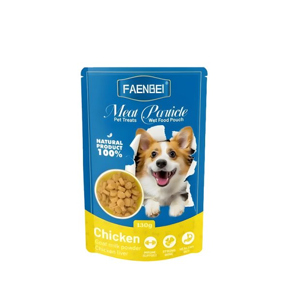 پوچ سگ فنبی با طعم مرغ و شیر بز Faenbei Dog Pouch with Chicken & Goat Milk وزن 130 گرم