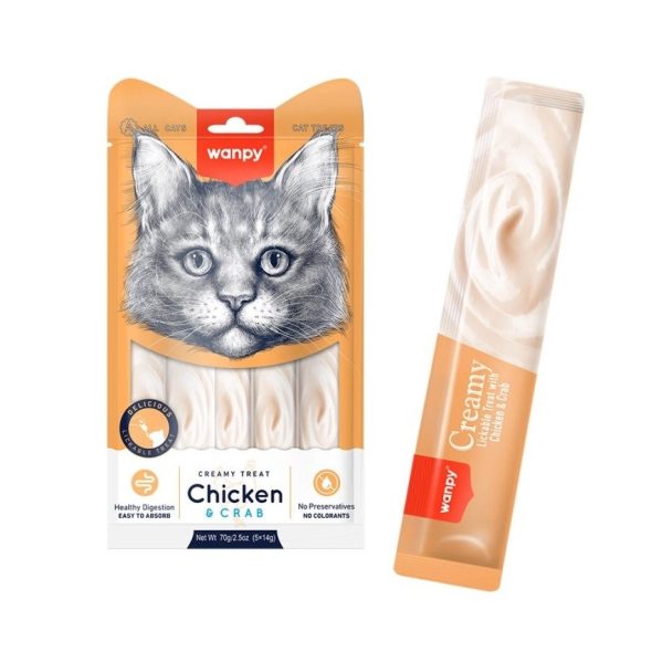 بستنی گربه ونپی با طعم مرغ و خرچنگ Wanpy Creamy Treats Chicken & Crab تعداد 1 عددی